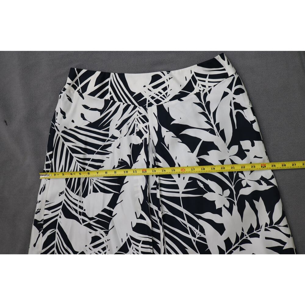 ANN TAYLOR ALine Midi Skirt Womens Size 14 Black White Tropical Palm Trees Silk - Picture 5 of 13